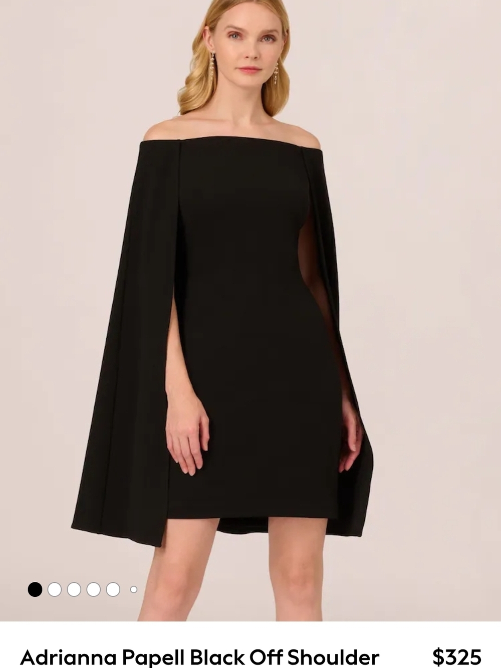 Adrianna Papell Black Off-Shoulder Cape Dress